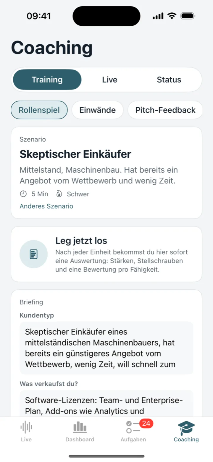 Coaching in the Sales Companion app